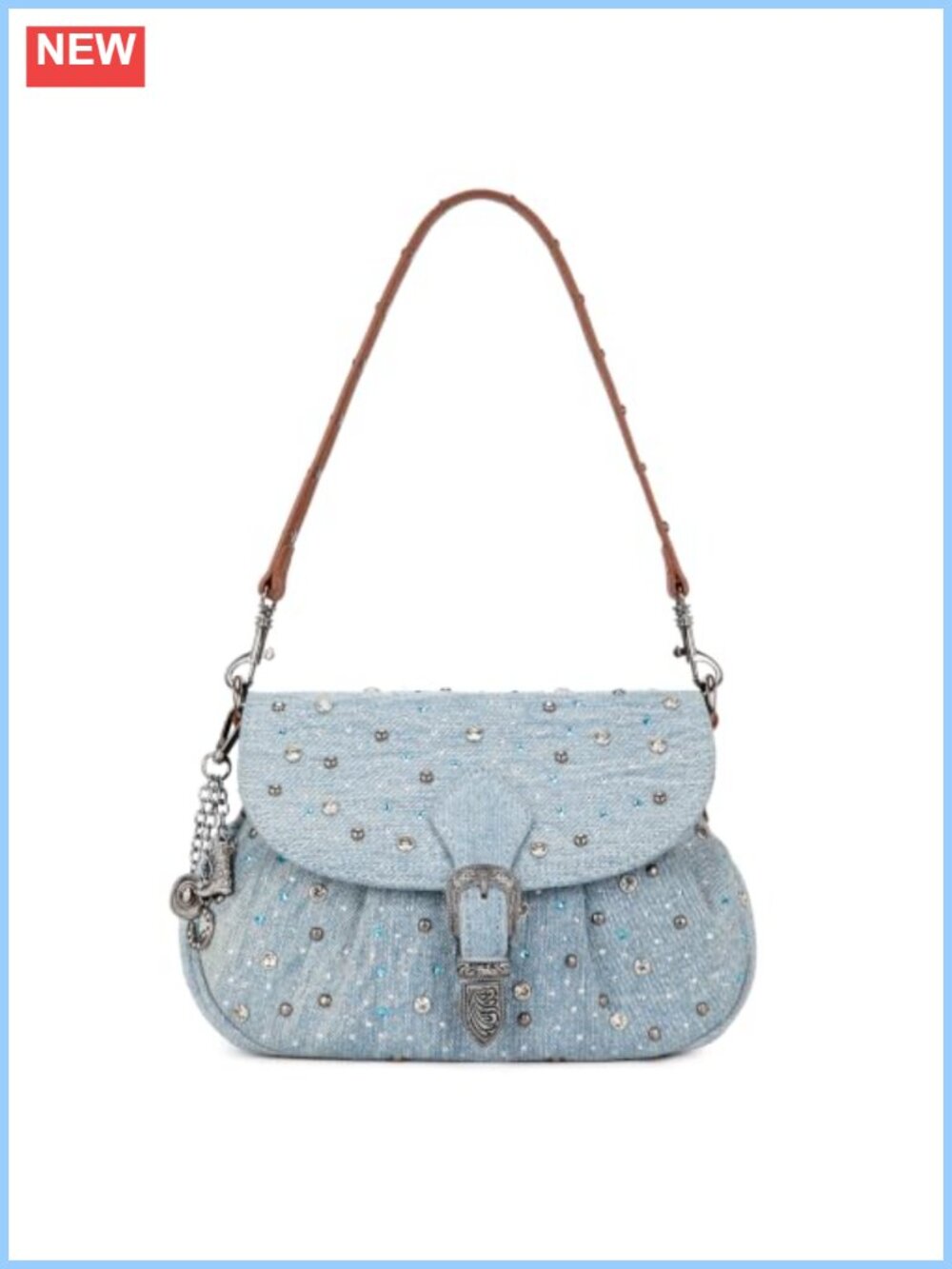 Rhinestone Denim Shoulder Bag Small Western Buckle Crossbody Purse